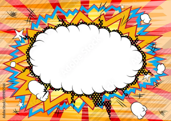 Obraz Comic book background with blank speech bubble.