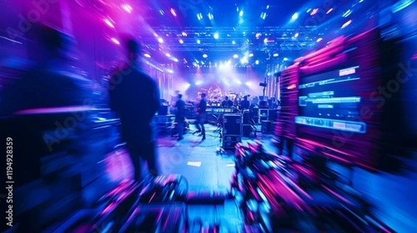 Fototapeta Backstage Buzz:A Dynamic,Gritty Glimpse into Live Music Production