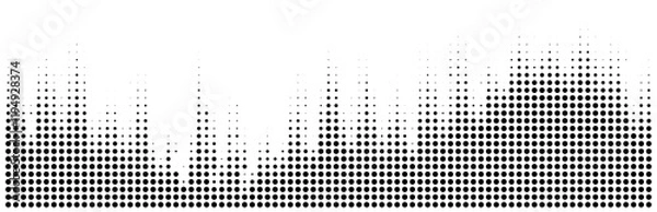 Obraz Vector halftone wavy pattern. Half tone circle dots wavy background. Curved wave gradient texture.
