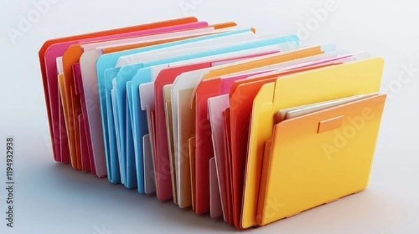 Fototapeta Colorful File Folders Organized for Business and Technology Purposes on a Clean Workspace Background for Internet Company Use