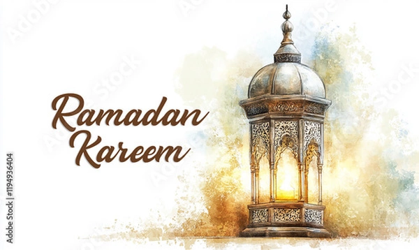 Fototapeta Ramadan Kareem greeting, with beautiful lantern on the background