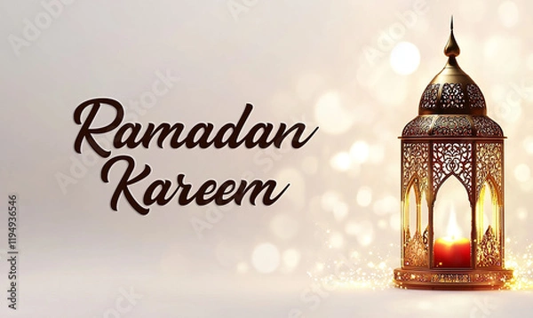 Fototapeta Ramadan Kareem greeting, with beautiful lantern on the background
