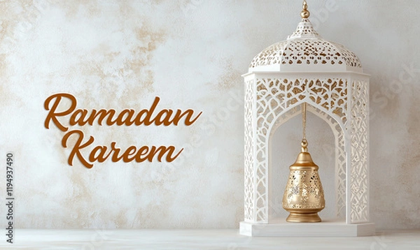 Fototapeta Ramadan Kareem greeting, with beautiful lantern on the background
