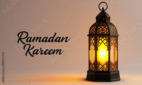 Fototapeta Ramadan Kareem greeting, with beautiful lantern on the background