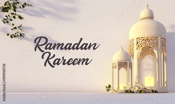 Fototapeta Ramadan Kareem greeting, with beautiful lantern on the background