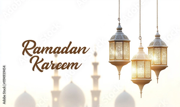 Fototapeta Ramadan Kareem greeting, with beautiful lantern on the background