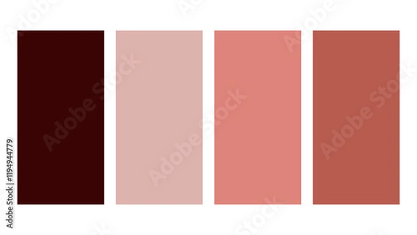 Obraz Black, Dusty Rose, Coral, Tiger Lily color palette. Set of bright color palette combination in rgb hex. Color palette for ui ux design. Abstract vector illustration for your graphic design, banner