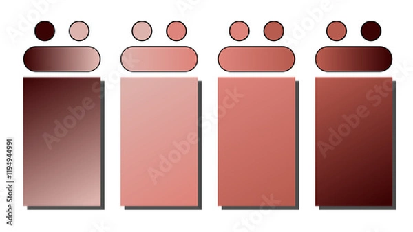 Obraz Set of vector gradient background. Cover set design with Black, Dusty Rose, Coral, Tiger Lily color. Beautiful abstract gradient for covers, wallpapers, branding, business cards. Vector illustration