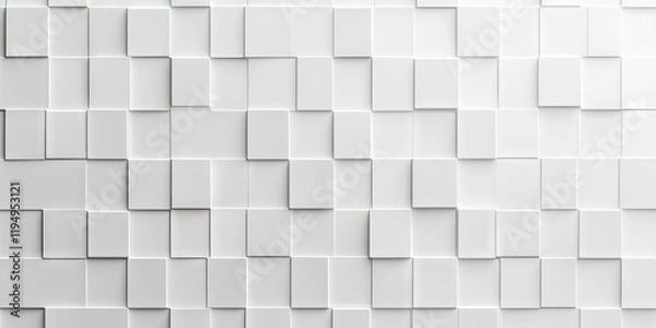 Fototapeta Textured white background with a pattern of 3D repeating squares in varying sizes creating a modern and minimalist design layout.