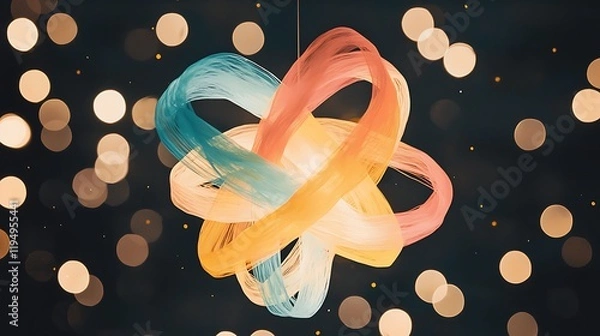 Fototapeta Illuminating artistic light fixture indoor space digital art modern environment close-up view creative concept for inspiration