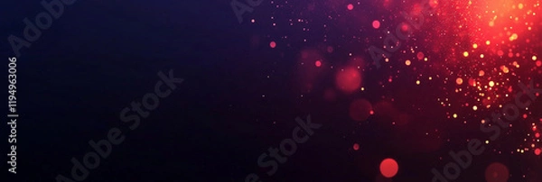 Fototapeta abstract background with Dark red, blue and gold particle. Golden light shine particles bokeh on navy blue background