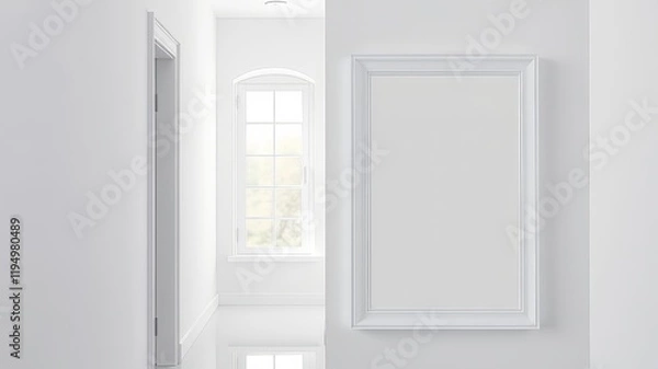 Fototapeta White Hallway Photo Frame - Bright Window Light