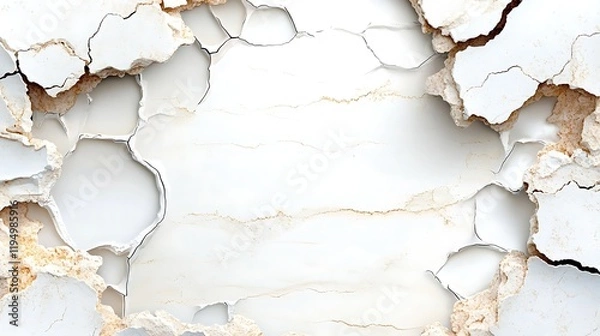 Obraz White Cracked Texture Background  Abstract Grunge Design