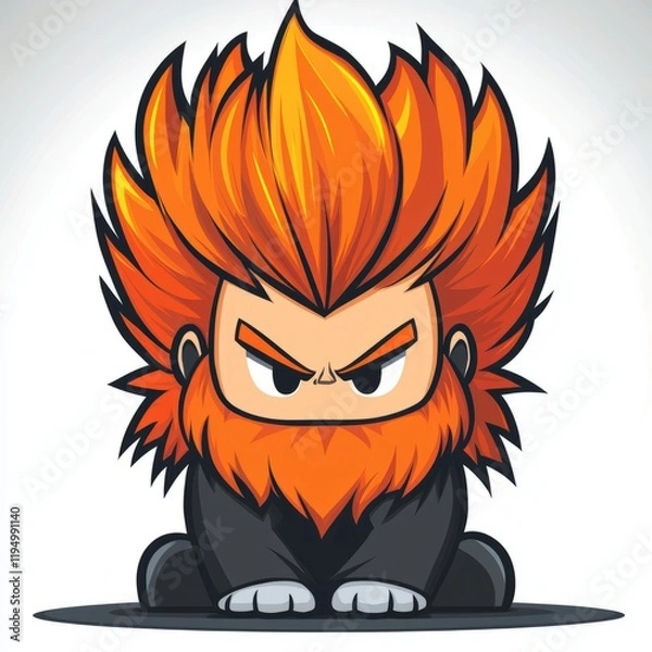 Obraz Angry Cartoon Character With Fiery Hair And Beard