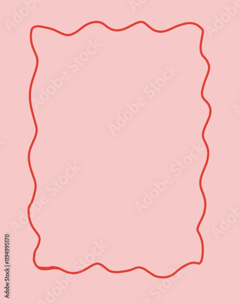 Fototapeta Frame in cute hand drawn style, vector illustration. Coquette border, great for wedding invitation designs or greeting cards. A4 format, frame with waves in whimsical style.