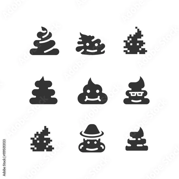 Fototapeta set of poop icon isolated on white background