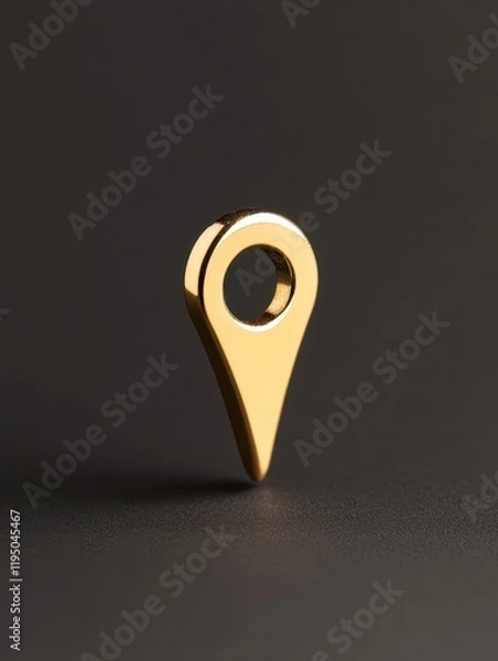 Fototapeta Location pin with hollow center standing against a dark background, symbolizing navigation and exploration in an elegant and modern design