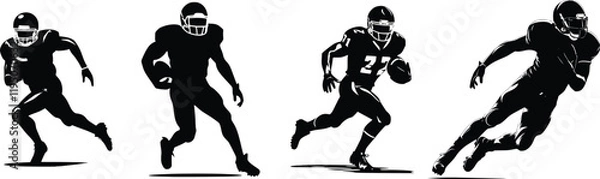 Fototapeta American football player collection, silhouette football player. Generative ai