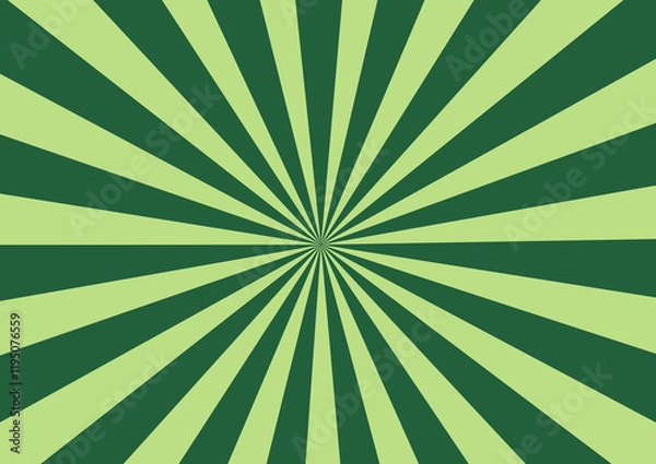 Fototapeta retro sunburst pattern background in light and dark green stripes radiating from center point