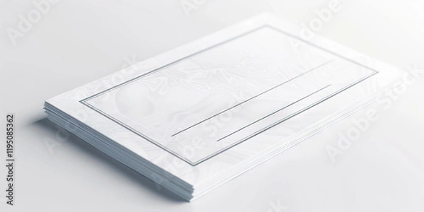 Fototapeta Stack of Blank White Cards with Embossed Pattern and Gray Border
