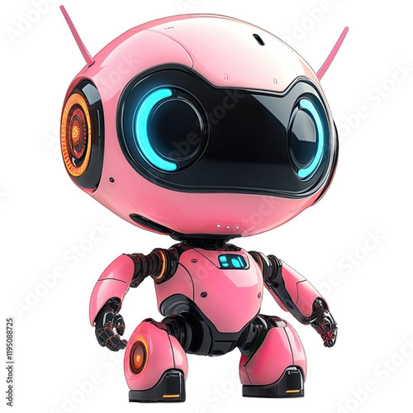 Obraz Cute Mini ai robot isolated on transparent background