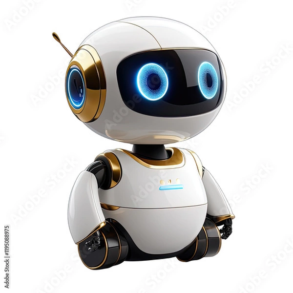 Obraz Cute Mini ai robot isolated on transparent background