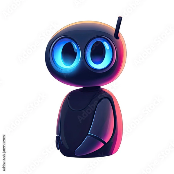 Obraz Cute Mini ai robot isolated on transparent background