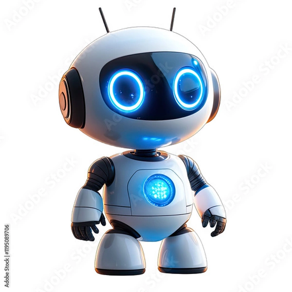 Obraz Cute Mini ai robot isolated on transparent background