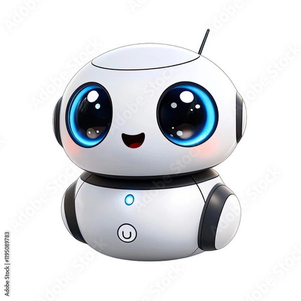 Obraz Cute Mini ai robot isolated on transparent background