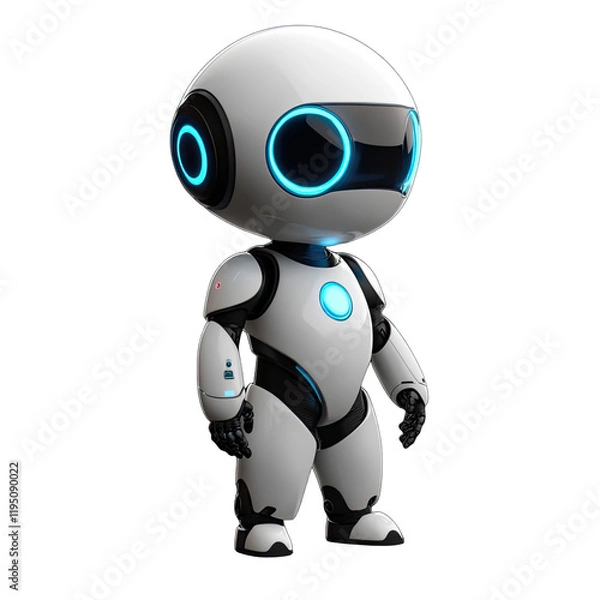 Obraz Cute Mini ai robot isolated on transparent background