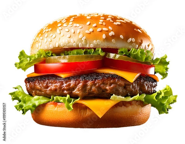Fototapeta hamburger on transparent background