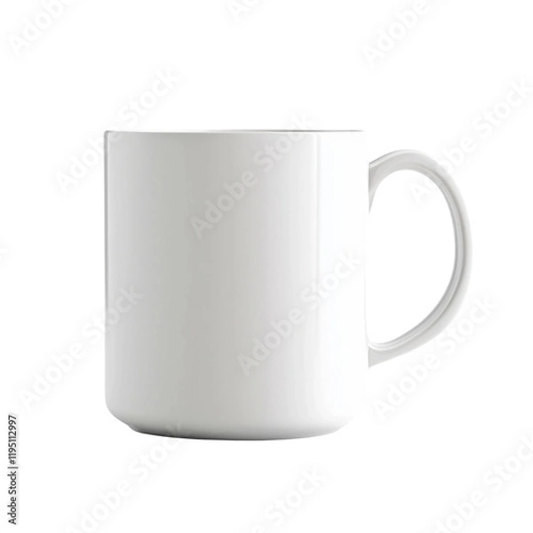 Fototapeta Simple white coffee mug on a transparent background
