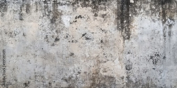 Obraz Weathered gray concrete wall background with dark stains, featuring textured surface and ample free space for advertising or product text.