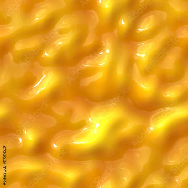 Fototapeta Wavy gold cream surface. Top view. Golden cream, yellow paint or honey. Seamless texture.