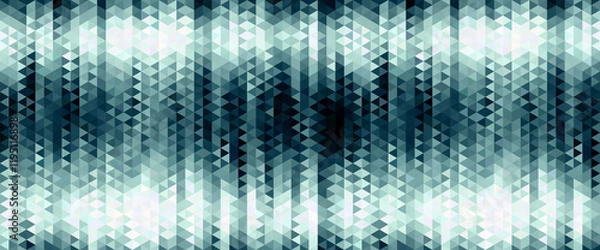 Fototapeta Blue digital backdrop. Triangles glowing pattern. Horizontal techno background. Widescreen.