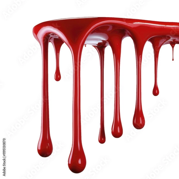 Fototapeta PNG Image of a Red Dripping Paint on Transparent Background