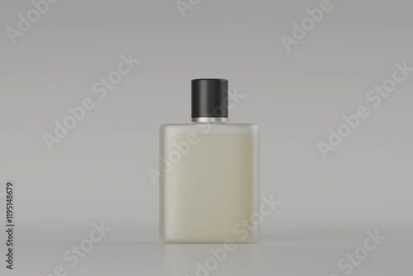 Obraz Minimalist Small Matte or Frosted Glass Perfume Bottle with Black Cap