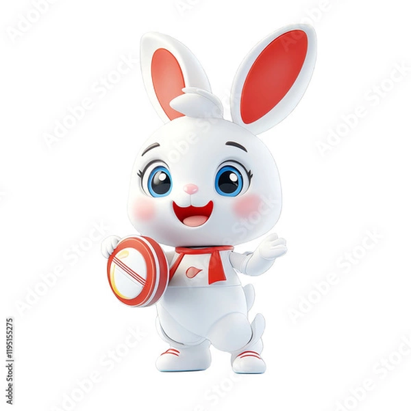 Fototapeta Cheerful cartoon rabbit character digital artwork playful environment whimsical concept