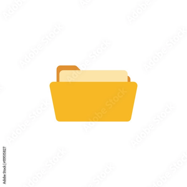 Fototapeta Open folder. Folder with documents. Yellow folder isolated on white background. Flat folder