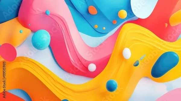 Fototapeta Colorful Abstract Background with Fluid Shapes and Spheres