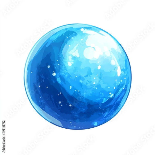 Fototapeta A vibrant blue planet illustration showcasing a beautiful cosmic design, perfect for abstract space-themed projects.