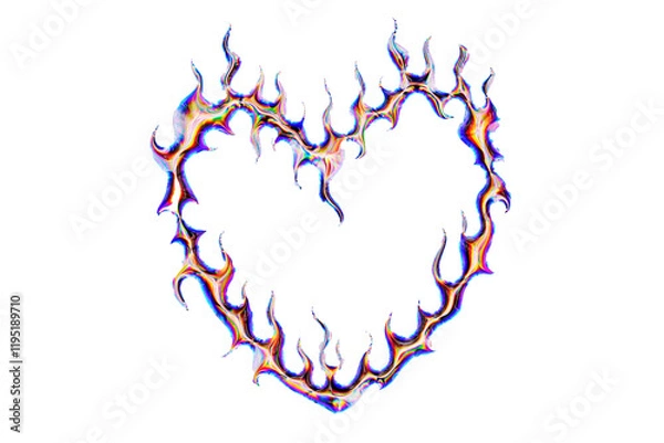 Obraz Blue fire heart with orange isolated without background