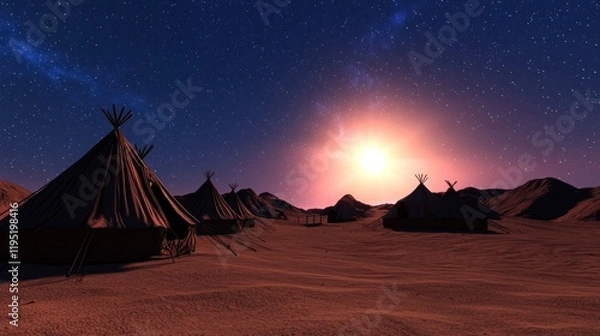 Obraz Desert Night Sky with Tents
