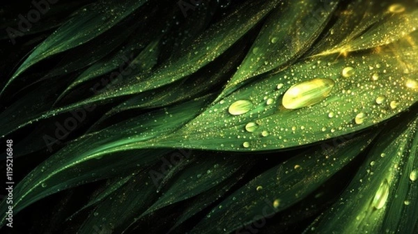 Fototapeta Dew drops and green grass. Generative AI