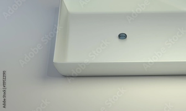 Fototapeta white plate with drop on table. 3d illustration