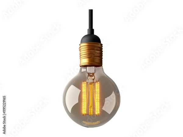 Fototapeta 3D Render of Classic Light Bulb Isolated on Transparent Background