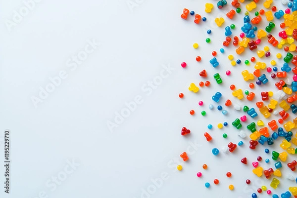 Obraz Rainbow Sprinkles Border: A cheerful and vibrant border of colorful sprinkles, creating a festive and playful design perfect for a birthday, celebration, or dessert-themed project. 