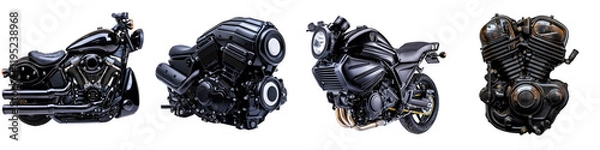 Fototapeta Detailed Illustration of Various Motorcycle Engine Types and Styles