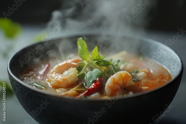Fototapeta Aromatic Tom Yum Soup with Shrimp, a Culinary Delight