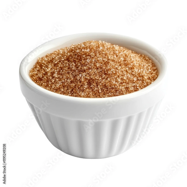Fototapeta A Close-Up View of Light Brown Sugar in a Small White Bowl, Perfect for Baking and Sweetening Recipes